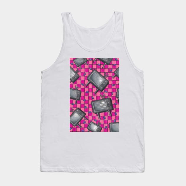 Checkerboard Black and White Televisions Tank Top by AbbysRadArt